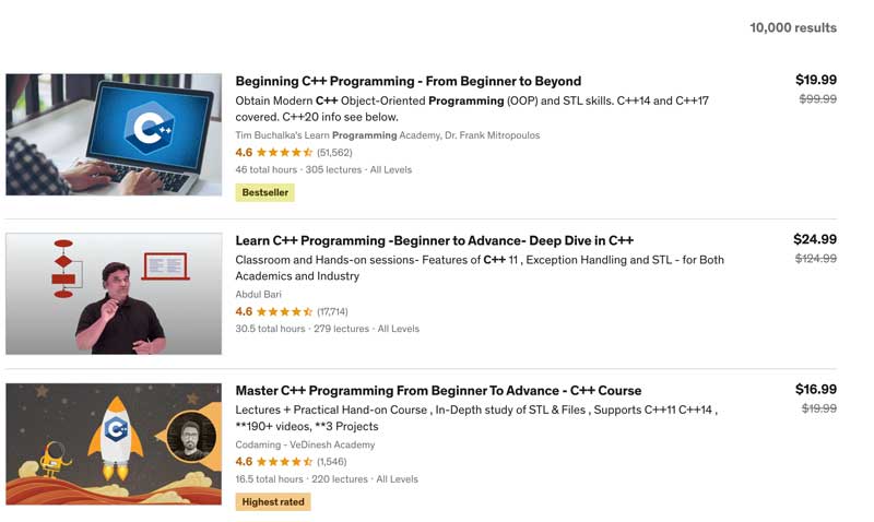 Udemy C++ Programming Courses
